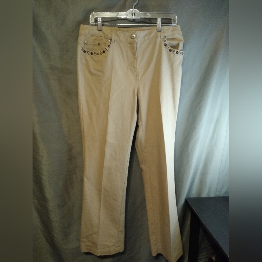 Est 1946 Ruby Red Tan Pants with Studded Pockets